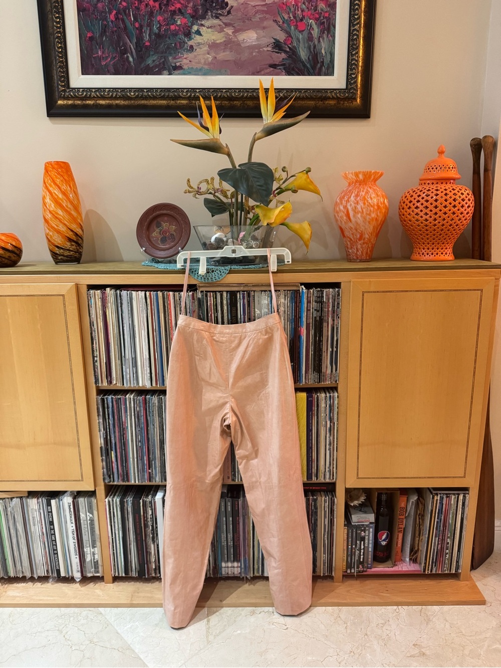 PRICE DROP: LINDA ALLARD for ELLEN TRACY, 4, lined, PEACH Lambskin LEATHER pants